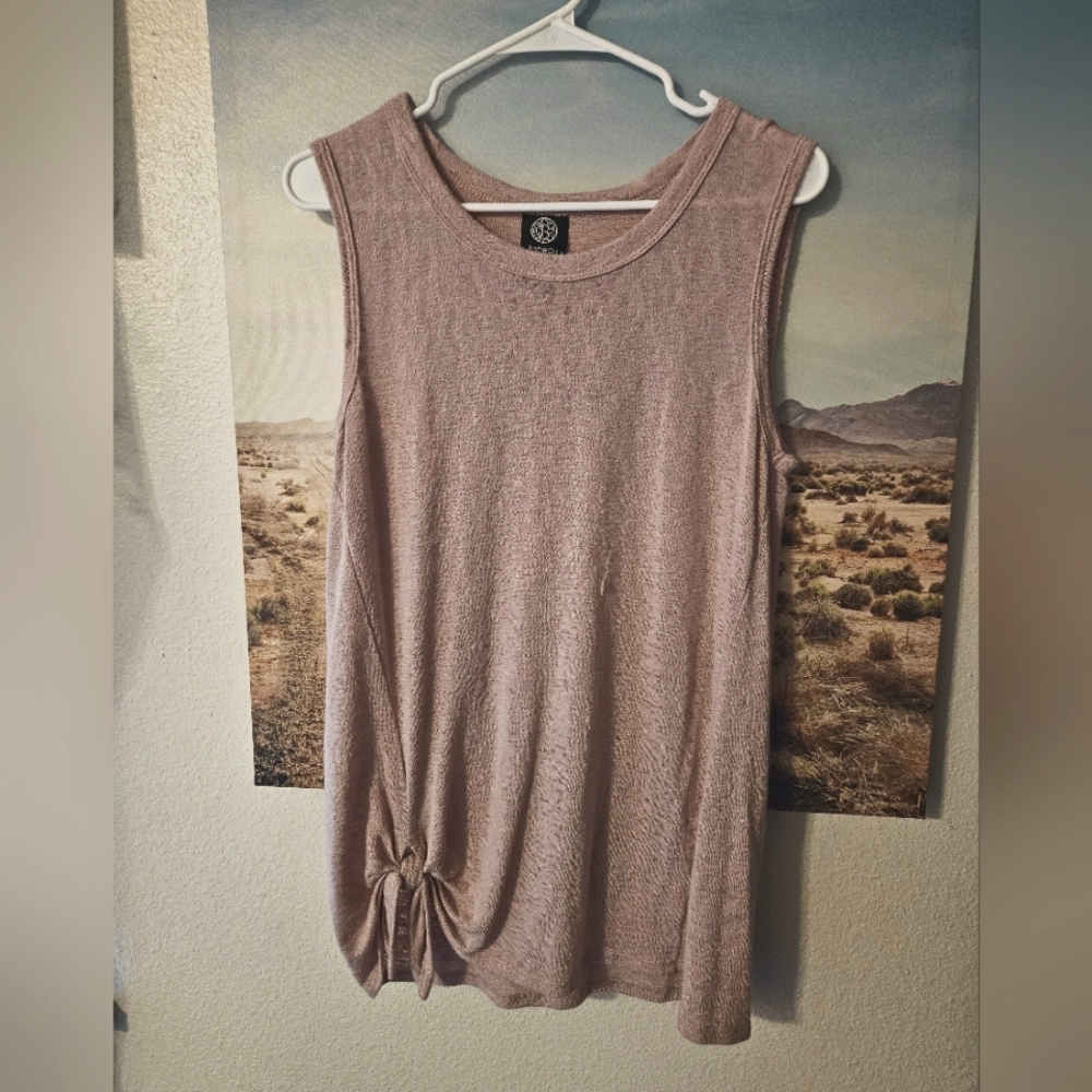 Bobeau brand Sheer Pink Ultra Soft Tank top with tie knot